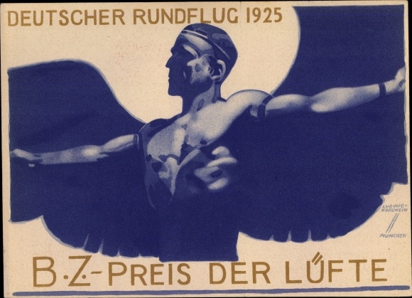 Artist PC Hohlwein, Ludwig, German sightseeing flight 1925, BZ price of the air