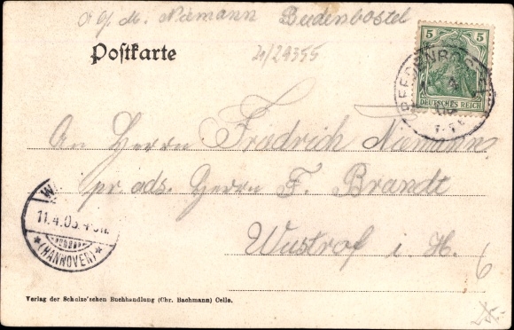 Postcard Beedenbostel in Lower Saxony, Dorfstrasse in the Lüneburg Heath