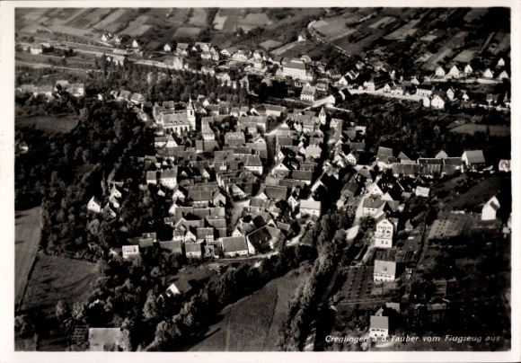 Postcard Creglingen an der Tauber, aerial photograph