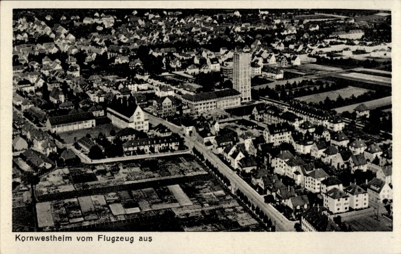 Postcard Kornwestheim in Württemberg, aerial photograph