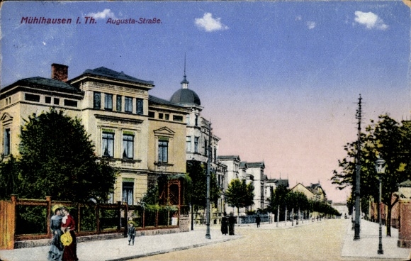 Postcard Mühlhausen in Thuringia, Augusta-Straße