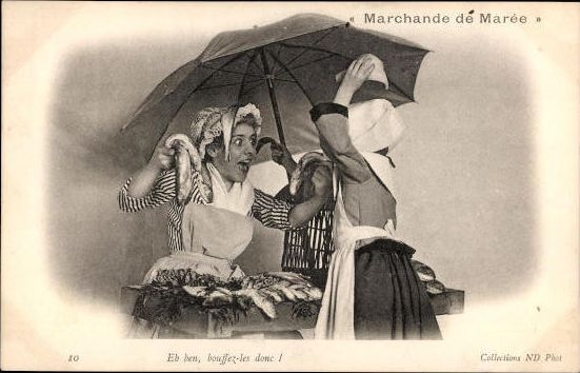 10 alte Ak Serie Fischverkäufer, Kinder als Fischhändler Marchande de Marée, diverse Ansichten