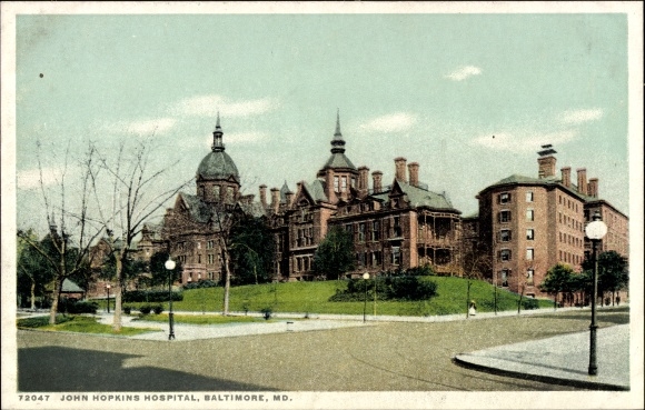 Briefkaart Baltimore Maryland de VS, John Hopkins Ziekenhuis