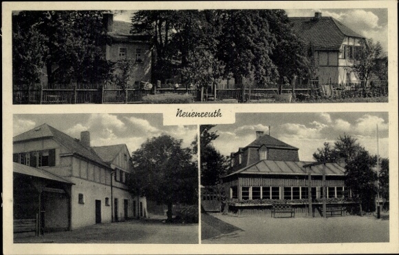 Ansichtkaart Neuenreuth am Main Neudrossenfeld Opper-Franken, herberg, stadszicht