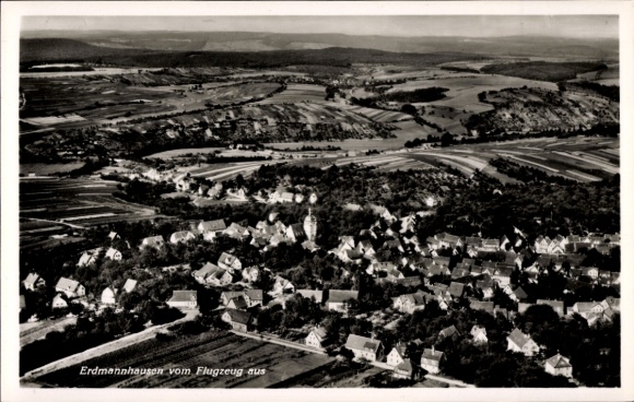 Postcard Erdmannhausen in Württemberg, aerial view of rural surroundings, houses, landscape