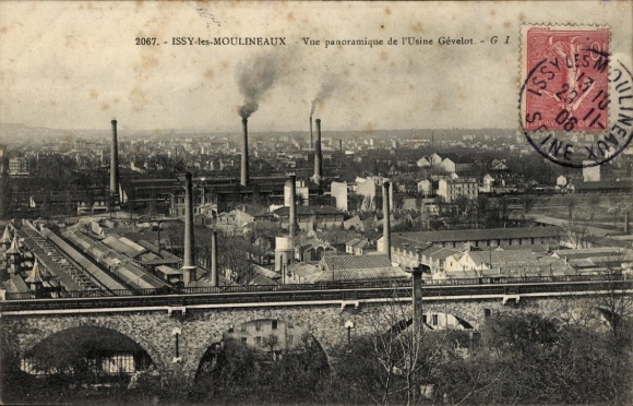 Ak Issy les Moulineaux Hauts de Seine, Panorama, Usine Gevelot