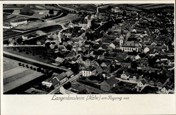 Postcard Langenlonsheim on the Nahe Pfalz, aerial photograph
