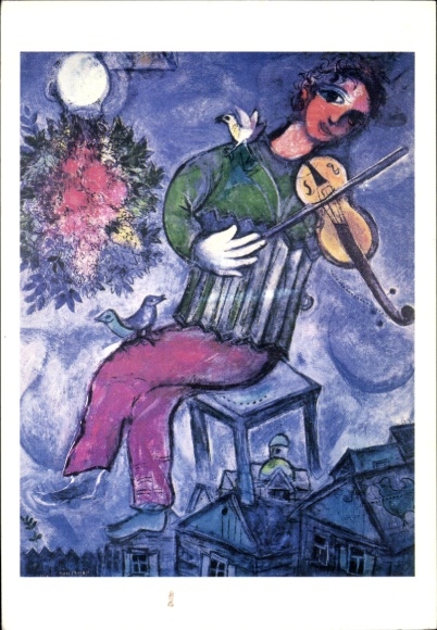 Artist Postcard Chagall, Marc, The Blue Violinist