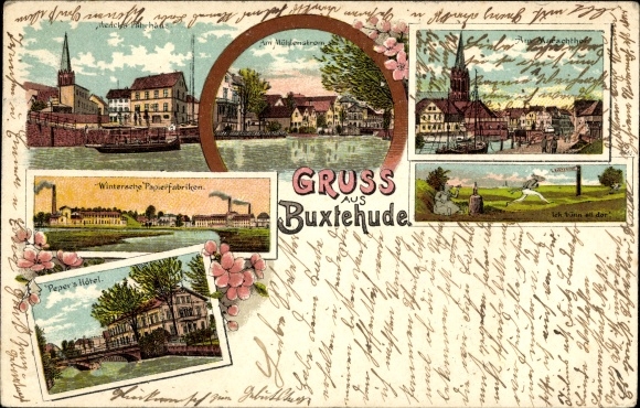 Chromo-Litho Buxtehude in Lower Saxony, Wintersche paper mills, Mühlenstrom, Am Marschtor