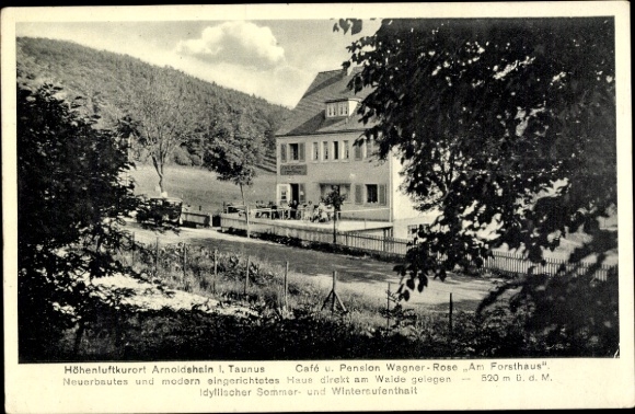 Postcard Arnoldshain Schmitten im Taunus, Café Pension Wagner Rose Am Forsthaus