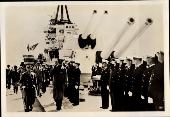 Photo Heinrich Hoffmann, Prince Regent Paul v. Yugoslavia, Emperor v. Ethiopia, German warship