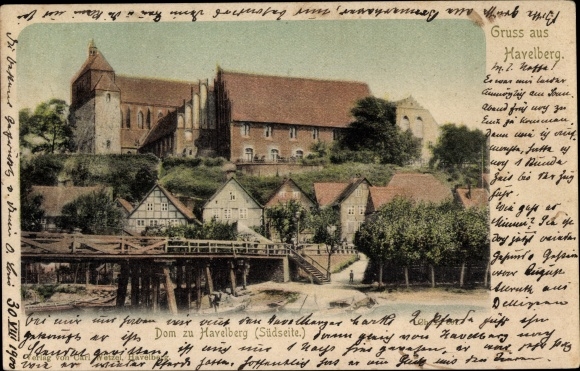 Postcard Havelberg in Saxony Anhalt, cathedral, south side