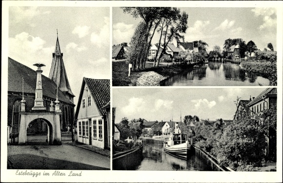 PC Estebrügge Jork in the Old Country, partial views, gate, steamer