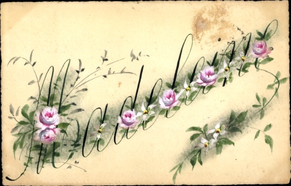 Letters Postcard First Name Madeleine, Flowers