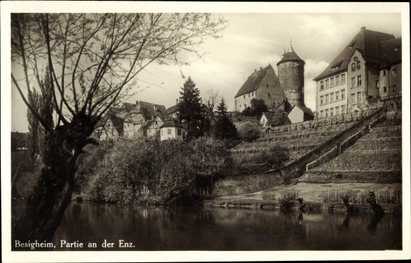 PC Besigheim am Neckar Württemberg, Enz, houses, tower, stairs