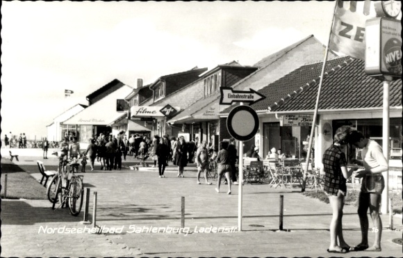 Postcard North Sea resort Sahlenburg Cuxhaven, Ladenstraße