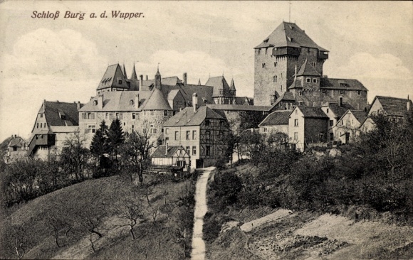 Postcard Burg an der Wupper Solingen, Castle Burg, historical fortress, castle complex, architecture
