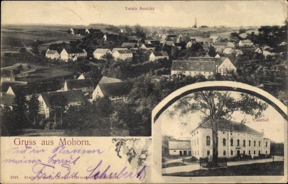 Ansichtkaart Mohorn Wilsdruff Saksen, overzicht, herberg