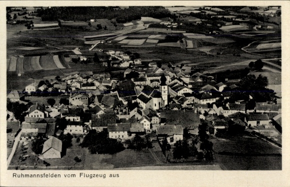 Postcard Ruhmannsfelden in the Bavarian Forest, aerial photograph