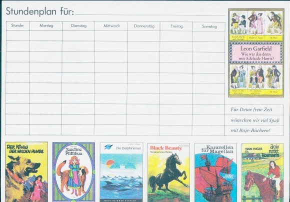 Timetable Advertising, Boje Verlag, Books