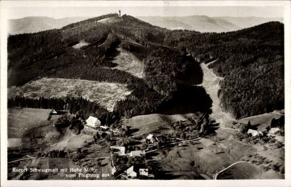 Postcard Schweigmatt Raitbach Schopfheim in Baden, aerial photograph, Hohe Möhr
