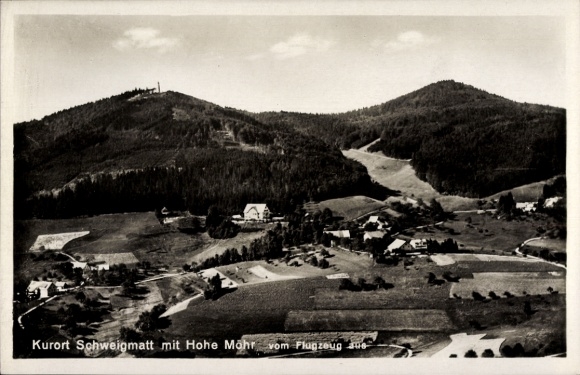 Postcard Schweigmatt Raitbach Schopfheim in Baden, aerial photograph with Hohe Möhr