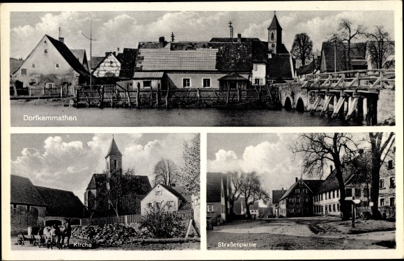 KP Dorfkemmathen Langfurth Środkowa Frankonia Bawaria, kościół, fragment ulicy