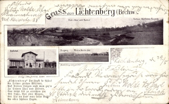 Ak Lichtenberg Salzgitter in Niedersachsen, Bahnhof, Burgberg