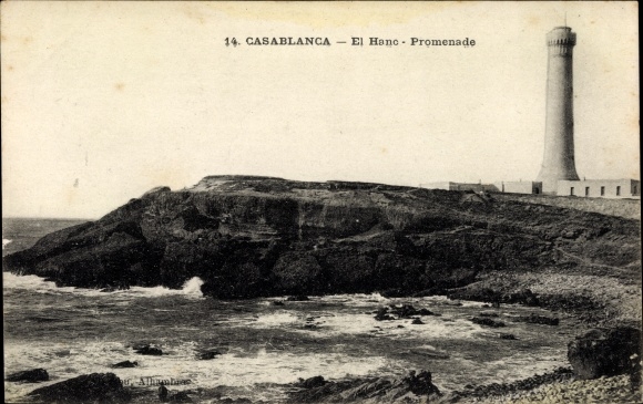 Postcard Casablanca Marokko, El Hanc Promenade, Leuchtturm