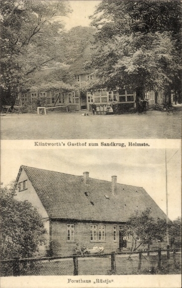 Postcard Helmste Deinste Lower Saxony, Gasthof zum Sandkrug, Forsthaus Rüstje