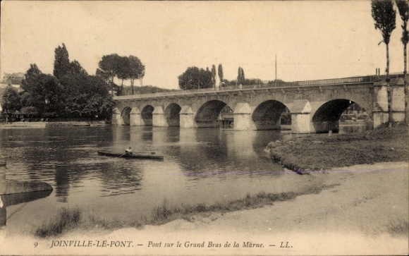 Ak Joinville le Pont Val de Marne, Pont sur le Grand Bras de la Marne