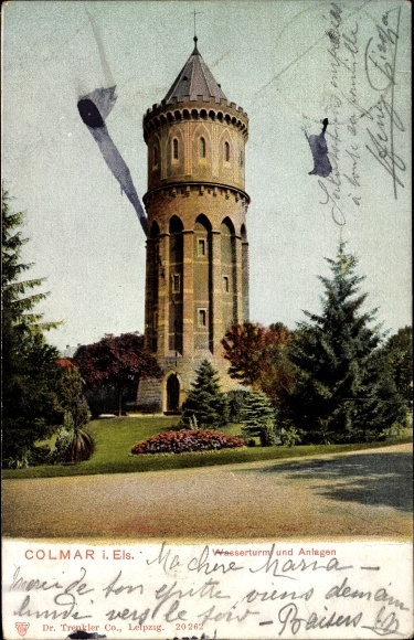 Postcard Colmar Kolmar Elsass Haut Rhin, view of the water tower with facilities, Trenkler 20 262