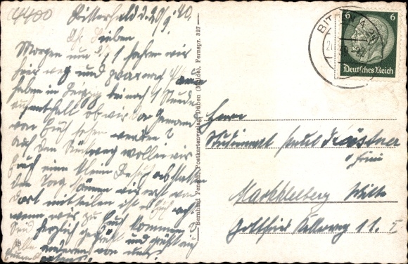 Postcard Bitterfeld in Saxony Anhalt, train station, bus, Sulima, square