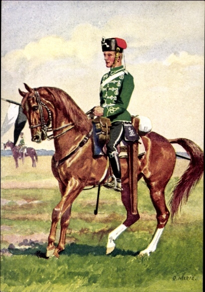Artist Postcard Merté, Oskar, 2nd Westphalian Hussar Regiment No. 11