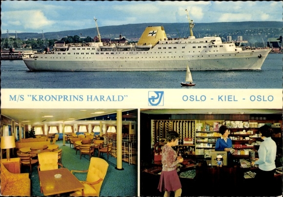 Postcard ferry MS Kronprinz Harald, Oslo Kiel