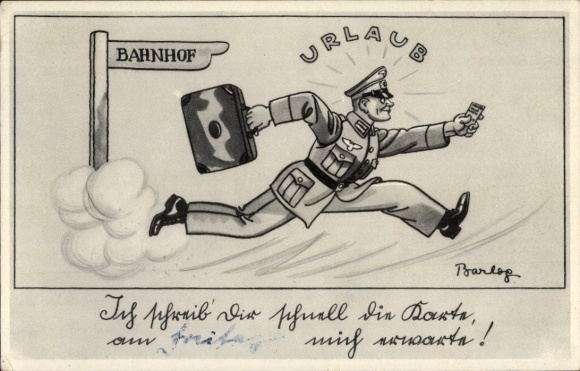 Artist PC Barlog, soldier on vacation, I'll quickly write you the card, Wehrmacht