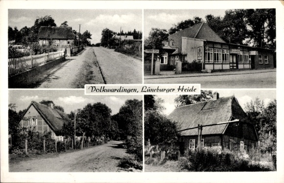 Postcard Volkwardingen Bispingen in the Lüneburg Heath, street views, Krug zum grünen Kranze