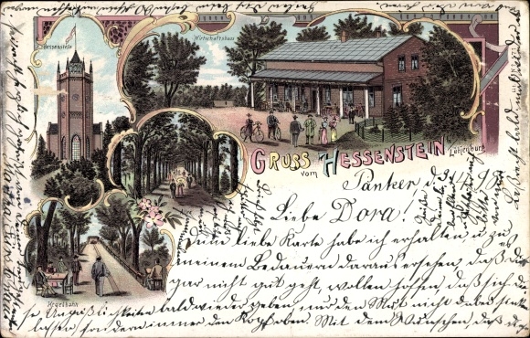 litho Hessenstein Panker aan de Oostzee, bowlingbaan, handelshuis