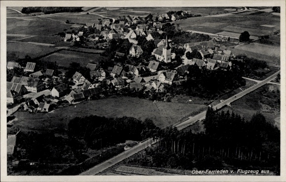 Postcard Oberferrieden Burgthann in the Nuremberg region, aerial photograph
