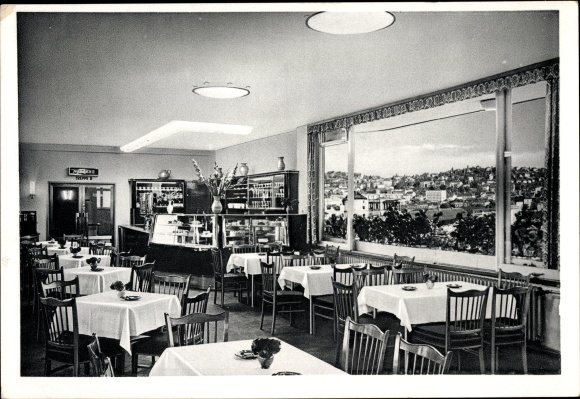 Postcard Stuttgart, Höhenrestaurant in the Union department store, Königstrasse 27/29