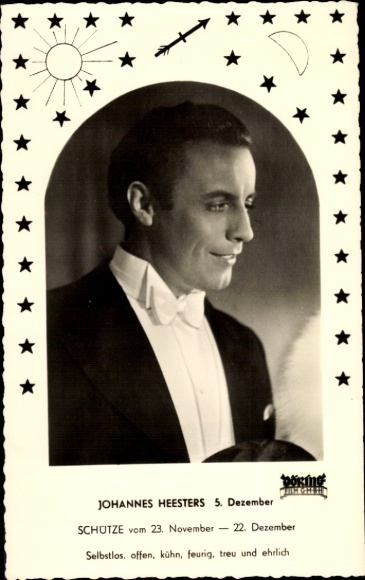 Passepartout Postcard actor Johannes Heesters, portrait, zodiac sign Sagittarius