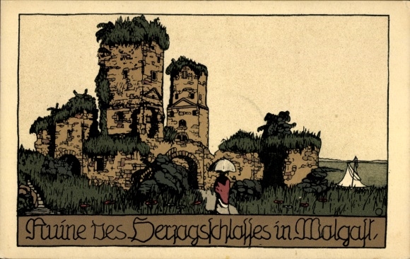 Steindruck Ak Wolgast in Mecklenburg Vorpommern, Schlossruine