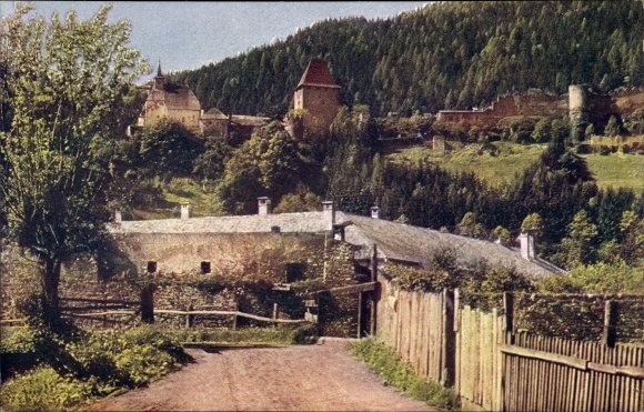 Postcard Friesach in Carinthia, ruin Petersberg