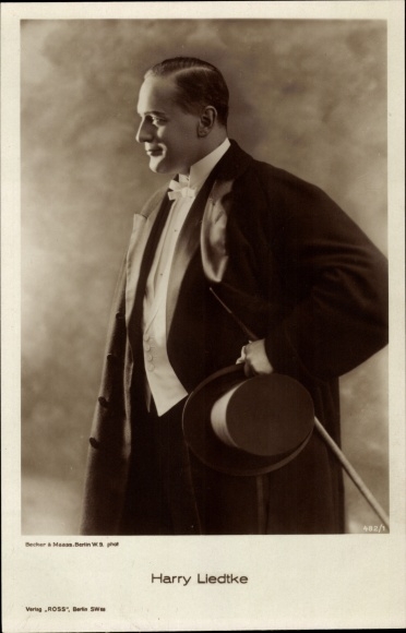 Postcard actor Harry Liedtke, Ross Verlag 482/1, cylinder