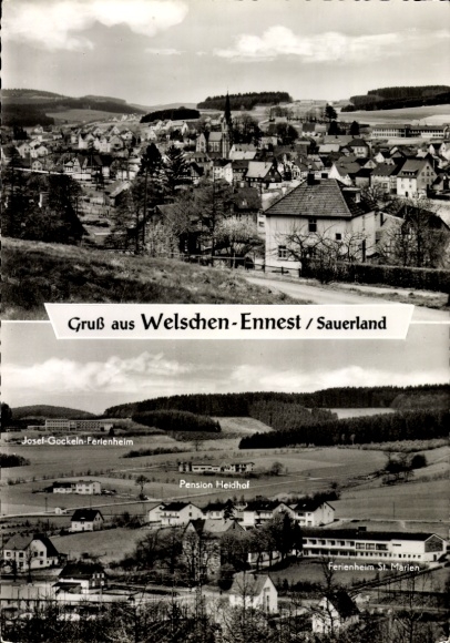 Postcard Welschen Ennest Kirchhundem in Sauerland, Panorama, Pension Heidhof, Holiday home St. Marien