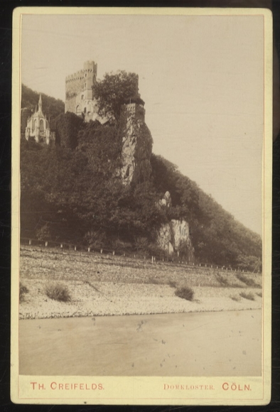 Cabinet Photo Rhine bank with Rheinstein Castle near Bingen