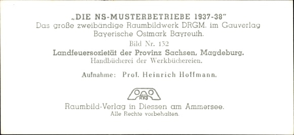 Stereo spatial image Photo The NS model companies 1937-38 No. 132 Landfeuergesellschaft Prov. Saxony Magdeburg