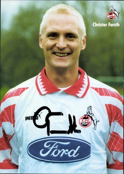 Autogrammkarte Fußballer Christer Fursth, 1. FC Köln, Autogramm