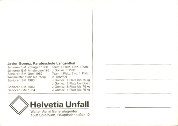 Postcard Karate Master Javier Gomez, Portrait, Winner