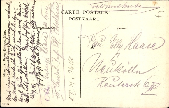 Postcard Mons Wallonien Hennegau, The Houzeau de Lehaie monument, rue de la station, the train station